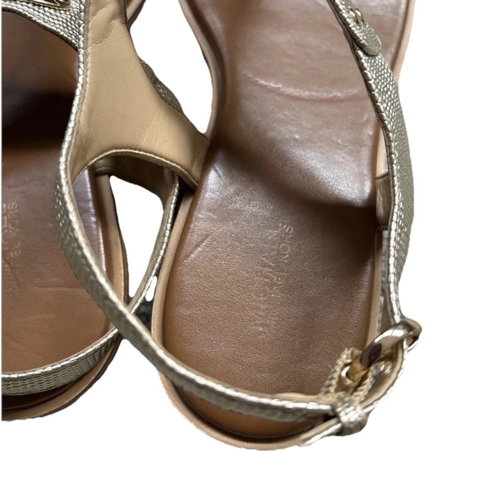 Michael Kors Metallic Gold T-Strap Leather Sandals size 9 m - Picture 10 of 16